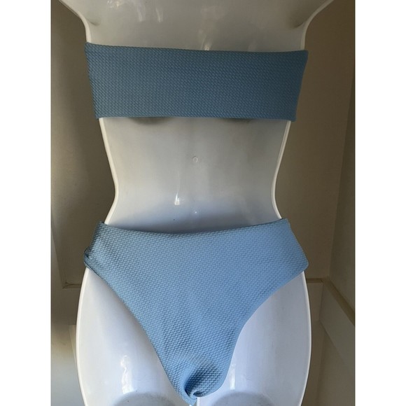 NWT ZAFUL‎ Textured Padded Set Straps Bandeau Day Sky Blue Bikini Size 4 Small - Picture 7 of 8